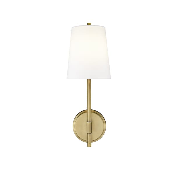 Winward 1 Light Wall Sconce, Rubbed Brass & White